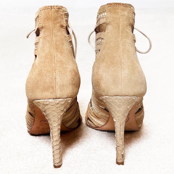 JOIE Dean Caged Gladiator Suede Snakeskin Sandals - Picture 13 of 16